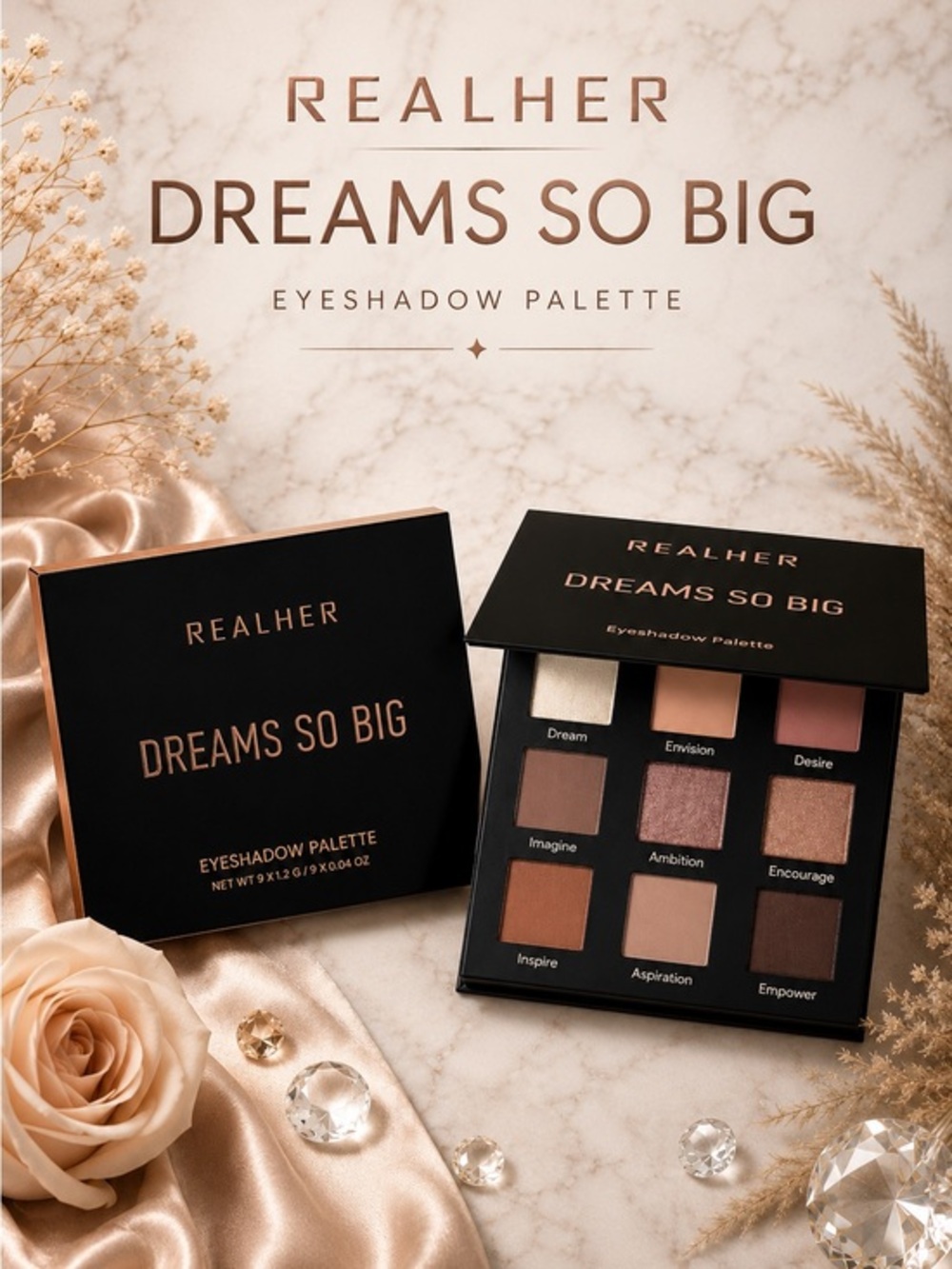 ✨ Realher Dreams So Big 9-Color Neutral Eyeshadow Palette NIB